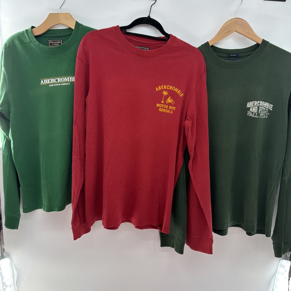Lot of 3 Abercrombie & Fitch VTG Y2K Long Sleeved T-Shirts Men's Medium Muscle